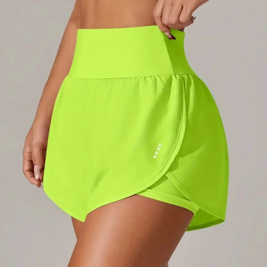 Short de Yoga pour femmes taille haute Sport Fitness 2 en 1 short d'entraînement pantalon de course short de Sport décontracté short de gymnastique à séchage rapide