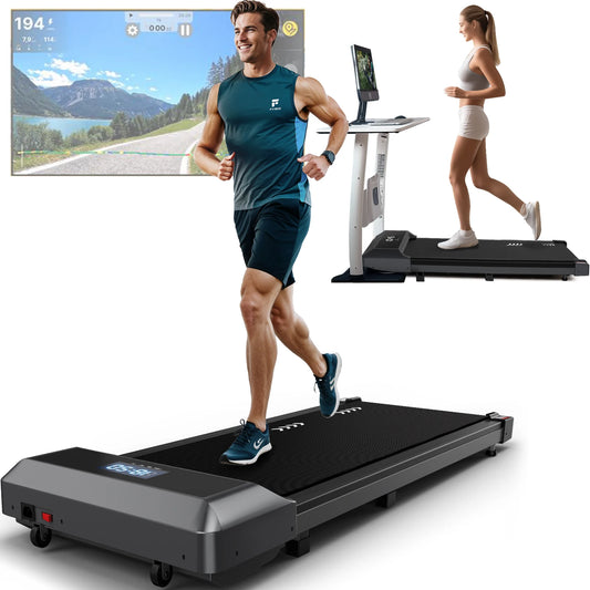 Tapis roulant de bureau avec tapis de marche, tapis roulant sous le bureau pour le bureau à domicile, machine de marche et de jogging 2 en 1, avec double télécommande