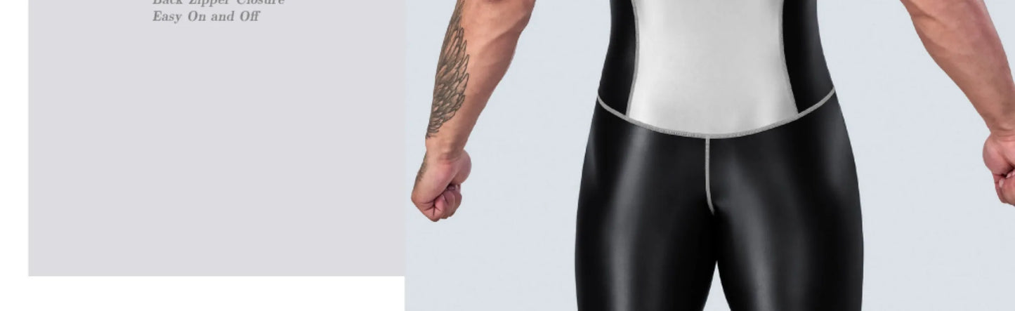 AMORESY – combinaison en satin lisse pour hommes, combinaison de surf en soie lisse, vêtements de sport de yoga, gilet, combinaison en cinq parties