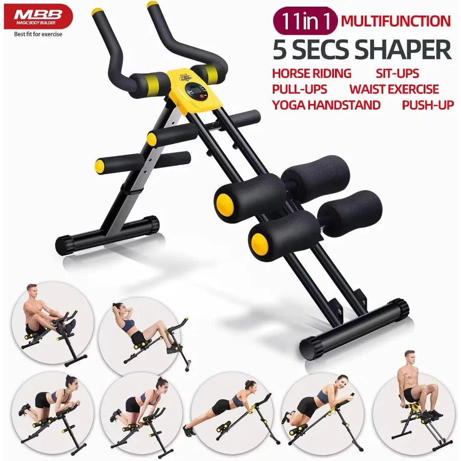 Machine de Fitness Ab pliable 12 en 1, équipement d'entraînement de base, Machine d'équitation réglable en hauteur, cuisses, fesses, façonnant l'abdomi