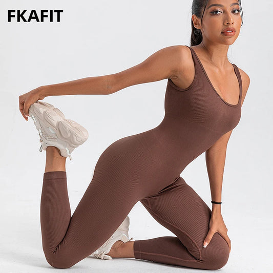 Ribbed Sports Bodycon Yoga Romper