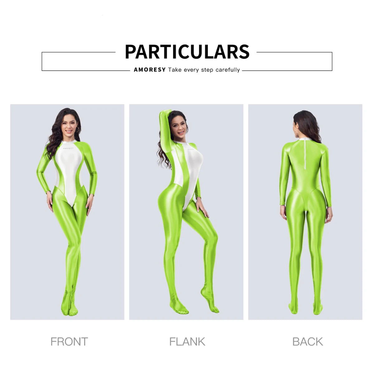 AMORESY femmes brillant à l'huile à manches longues Patchwork combinaison haute Stretch taille haute Yoga Pilates body Catsuit salopette
