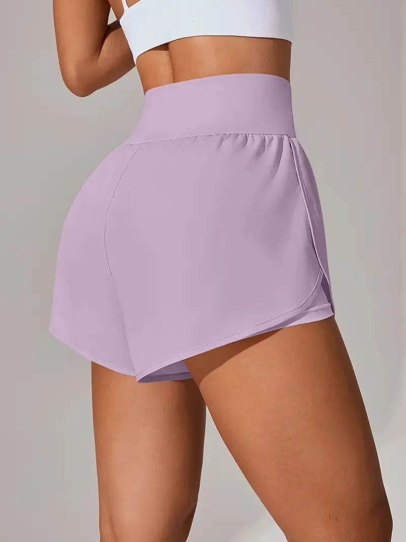 Short de Yoga pour femmes taille haute Sport Fitness 2 en 1 short d'entraînement pantalon de course short de Sport décontracté short de gymnastique à séchage rapide