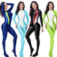 AMORESY femmes brillant à l'huile à manches longues Patchwork combinaison haute Stretch taille haute Yoga Pilates body Catsuit salopette