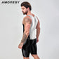 AMORESY – combinaison en satin lisse pour hommes, combinaison de surf en soie lisse, vêtements de sport de yoga, gilet, combinaison en cinq parties