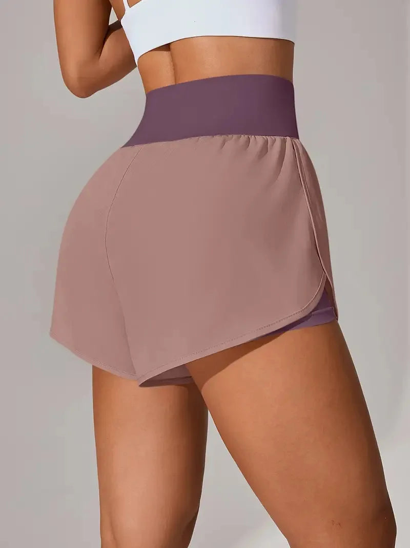 Short de Yoga pour femmes taille haute Sport Fitness 2 en 1 short d'entraînement pantalon de course short de Sport décontracté short de gymnastique à séchage rapide
