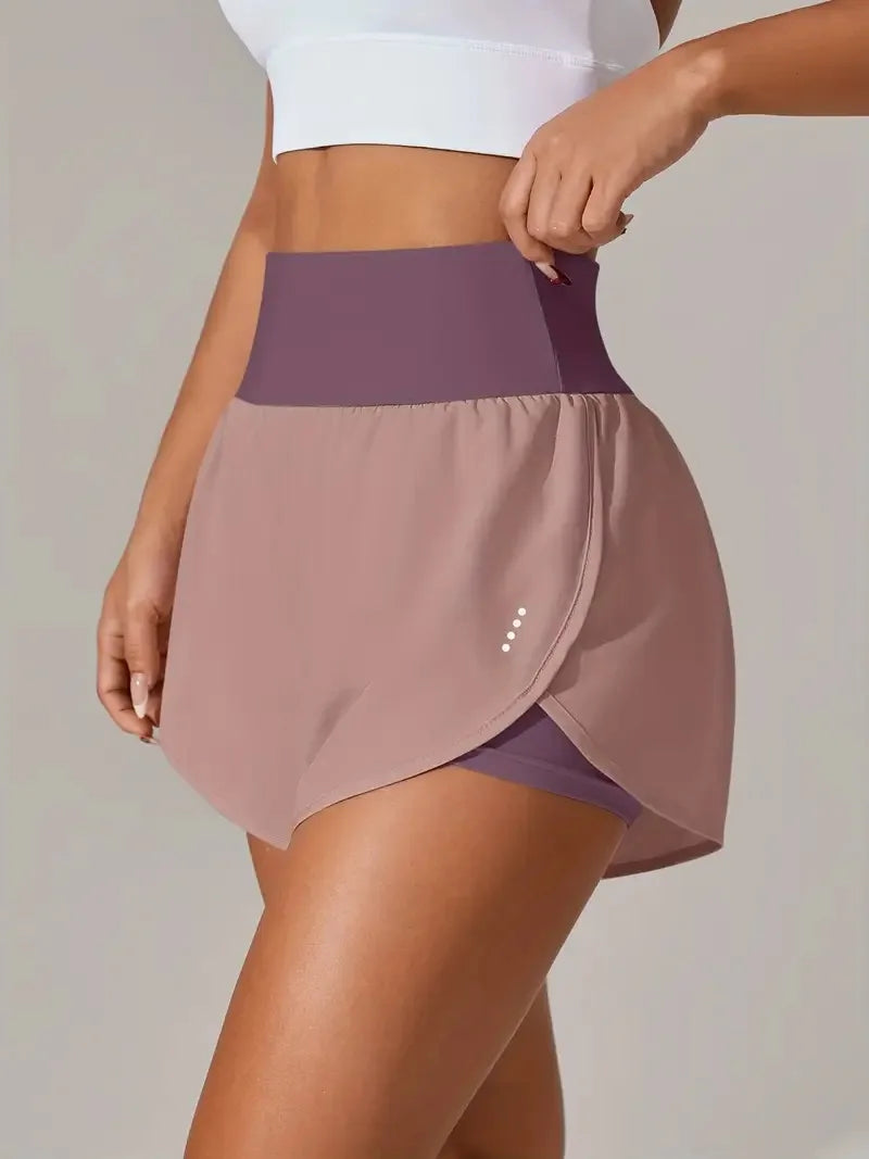 Short de Yoga pour femmes taille haute Sport Fitness 2 en 1 short d'entraînement pantalon de course short de Sport décontracté short de gymnastique à séchage rapide