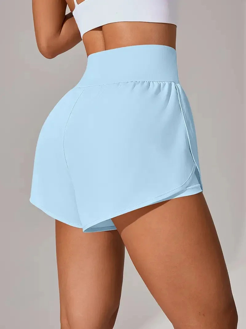 Short de Yoga pour femmes taille haute Sport Fitness 2 en 1 short d'entraînement pantalon de course short de Sport décontracté short de gymnastique à séchage rapide