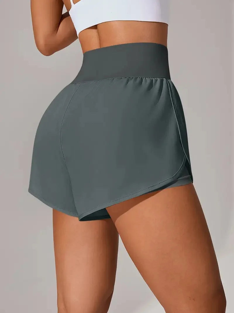 Short de Yoga pour femmes taille haute Sport Fitness 2 en 1 short d'entraînement pantalon de course short de Sport décontracté short de gymnastique à séchage rapide