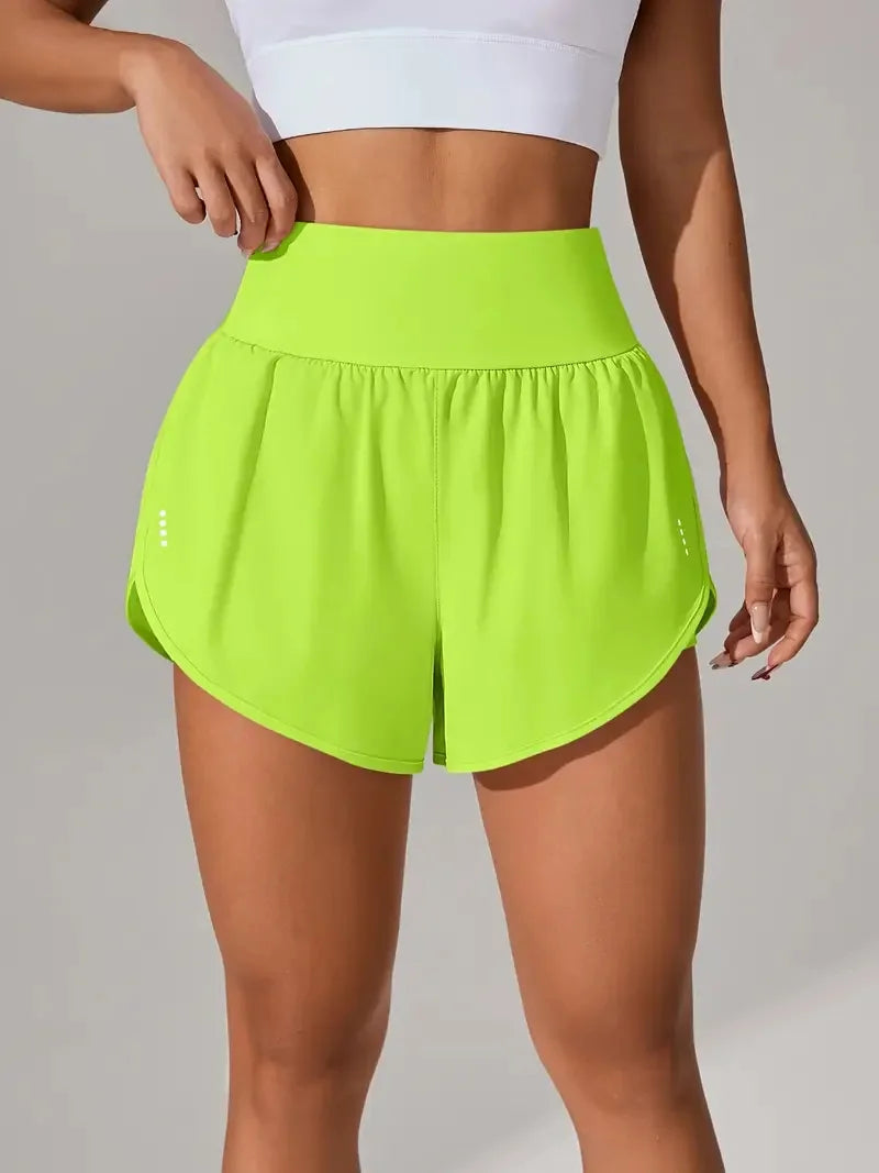 Short de Yoga pour femmes taille haute Sport Fitness 2 en 1 short d'entraînement pantalon de course short de Sport décontracté short de gymnastique à séchage rapide