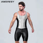 AMORESY – combinaison en satin lisse pour hommes, combinaison de surf en soie lisse, vêtements de sport de yoga, gilet, combinaison en cinq parties