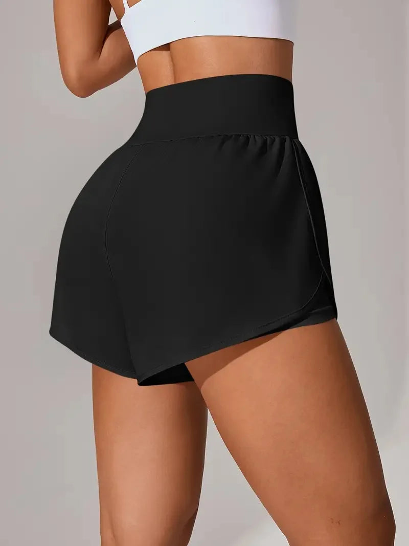 Short de Yoga pour femmes taille haute Sport Fitness 2 en 1 short d'entraînement pantalon de course short de Sport décontracté short de gymnastique à séchage rapide