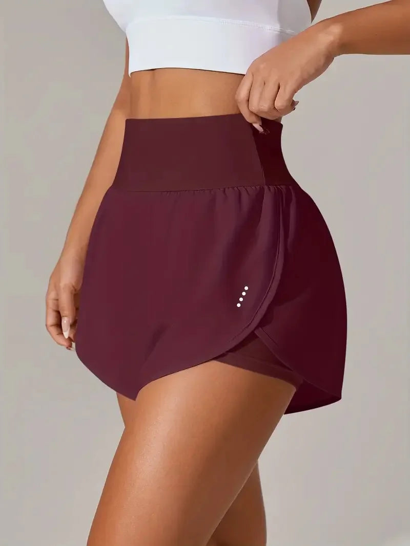 Short de Yoga pour femmes taille haute Sport Fitness 2 en 1 short d'entraînement pantalon de course short de Sport décontracté short de gymnastique à séchage rapide