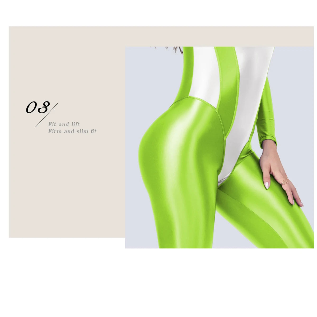 AMORESY femmes brillant à l'huile à manches longues Patchwork combinaison haute Stretch taille haute Yoga Pilates body Catsuit salopette