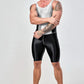 AMORESY – combinaison en satin lisse pour hommes, combinaison de surf en soie lisse, vêtements de sport de yoga, gilet, combinaison en cinq parties