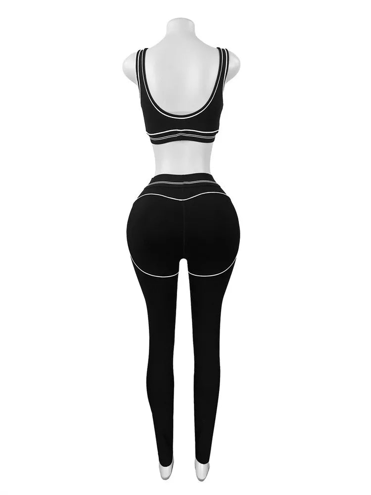 Été et printemps nouveau débardeur sans manches haut court costumes survêtements costumes pour femmes pantalons de mode femme solide Yoga 2 pièces ensembles 2025