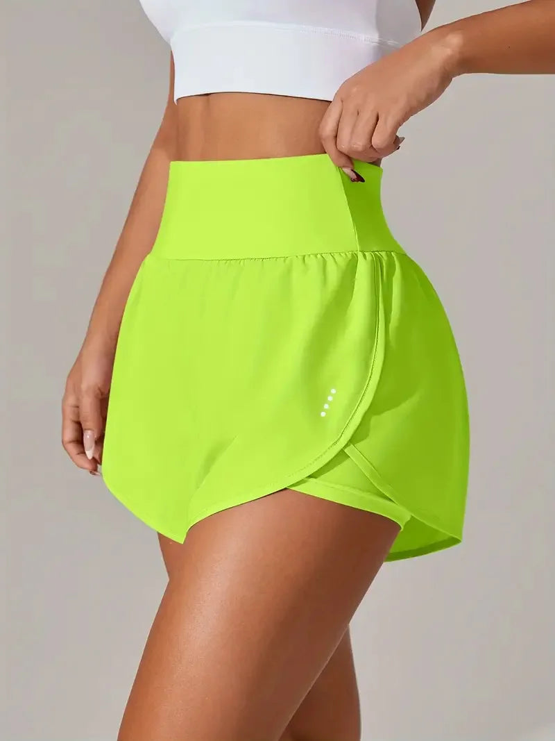 Short de Yoga pour femmes taille haute Sport Fitness 2 en 1 short d'entraînement pantalon de course short de Sport décontracté short de gymnastique à séchage rapide