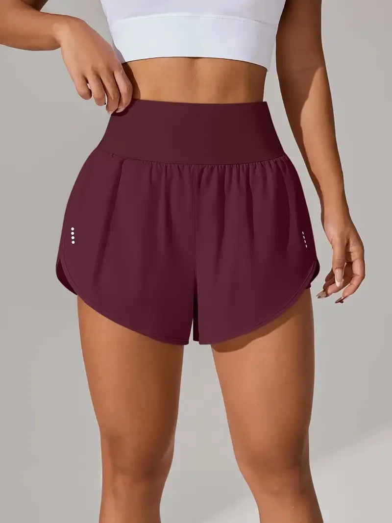 Short de Yoga pour femmes taille haute Sport Fitness 2 en 1 short d'entraînement pantalon de course short de Sport décontracté short de gymnastique à séchage rapide
