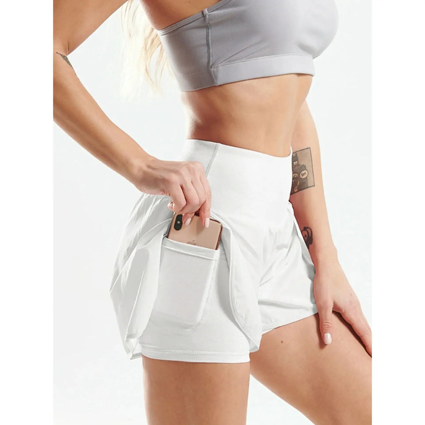 Short de Yoga pour femmes taille haute Sport Fitness 2 en 1 short d'entraînement pantalon de course short de Sport décontracté short de gymnastique à séchage rapide