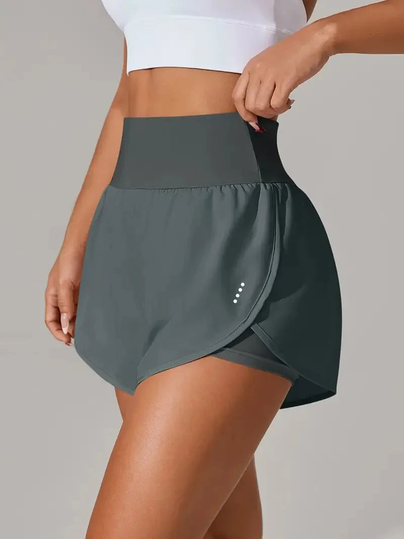 Short de Yoga pour femmes taille haute Sport Fitness 2 en 1 short d'entraînement pantalon de course short de Sport décontracté short de gymnastique à séchage rapide