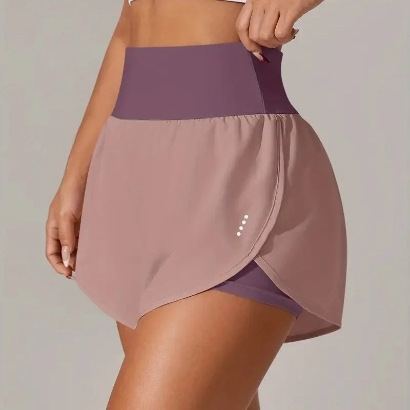 Short de Yoga pour femmes taille haute Sport Fitness 2 en 1 short d'entraînement pantalon de course short de Sport décontracté short de gymnastique à séchage rapide
