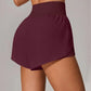Short de Yoga pour femmes taille haute Sport Fitness 2 en 1 short d'entraînement pantalon de course short de Sport décontracté short de gymnastique à séchage rapide
