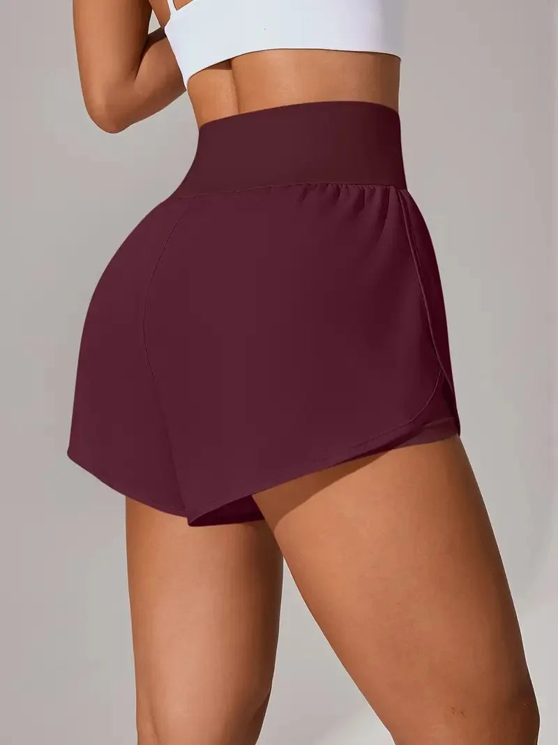 Short de Yoga pour femmes taille haute Sport Fitness 2 en 1 short d'entraînement pantalon de course short de Sport décontracté short de gymnastique à séchage rapide