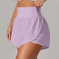Short de Yoga pour femmes taille haute Sport Fitness 2 en 1 short d'entraînement pantalon de course short de Sport décontracté short de gymnastique à séchage rapide