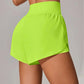Short de Yoga pour femmes taille haute Sport Fitness 2 en 1 short d'entraînement pantalon de course short de Sport décontracté short de gymnastique à séchage rapide