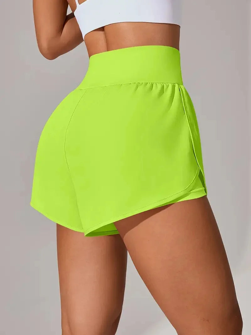 Short de Yoga pour femmes taille haute Sport Fitness 2 en 1 short d'entraînement pantalon de course short de Sport décontracté short de gymnastique à séchage rapide